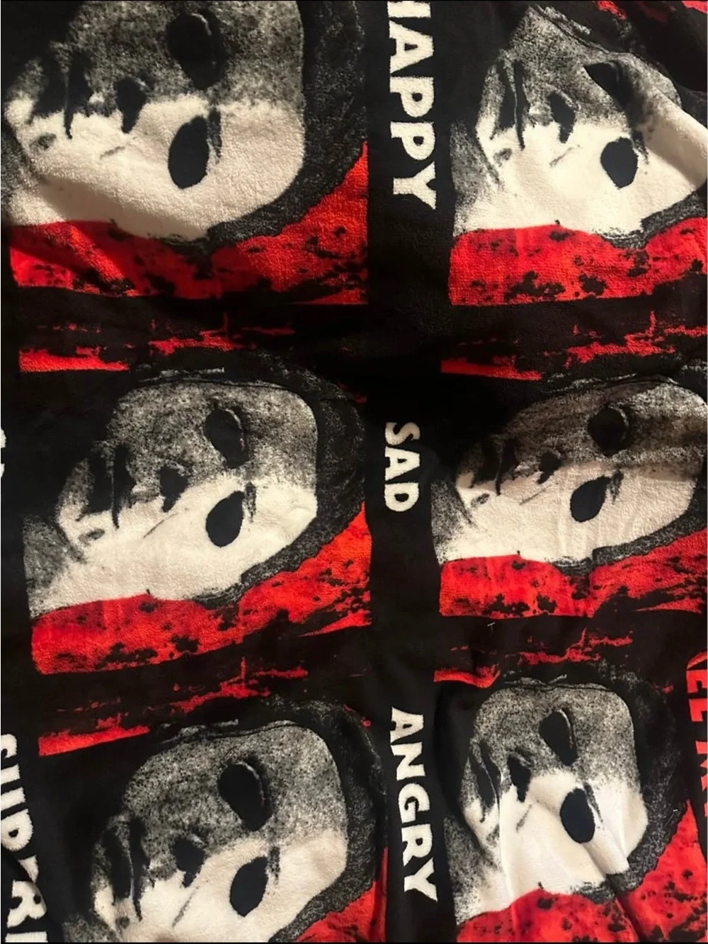Graphic Horror Mask Throw Blanket in Black, Red & White